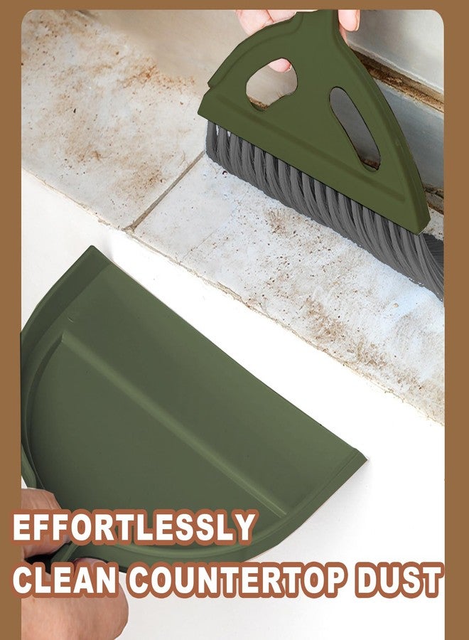 NBGYTECH Mini Broom and Dustpan Set Small Broom with Dustpan Combo Set Portable Cleaning Tools for Home Office RV Learning Camping (Olive Green) - Image 3
